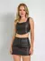 Cropped Katia Preto Couro Eco Ziper Vislon Amb - comprar online