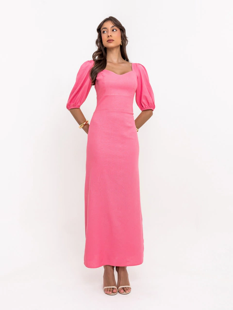 Vestido Lucia Super Midi Rosa Amb