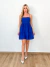 Vestido Curto Pregas Azul Farm