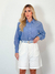 Camisa Leila Ampla Listrada Azul E Off