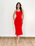 Vestido Talita Midi Franzido Vermelho - comprar online