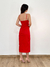 Vestido Rogeria Midi Com Recorte Vermelho - comprar online