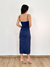 Vestido Rogeria Midi Com Recote Azul Marinho na internet
