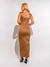 Vestido Celeste Marrom Midi na internet