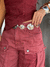 Calça Cargo Utility Jeans Bordo