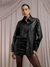 Shorts Saia Amanda Ilhos Couro Eco Preto Amb