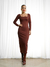 Vestido Heloisa Marrom Super Midi Amb