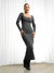 Vestido Heloisa Cinza Super Midi Amb