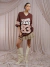 T-Shirt Tati School Alongada Marrom Amb
