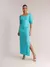 Vestido Olivia Manga Ampla Fenda Lateral Azul Amb