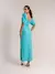 Vestido Olivia Manga Ampla Fenda Lateral Azul Amb na internet
