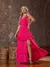 Vestido Roberta Rosa Longo Fenda E Babados Amb