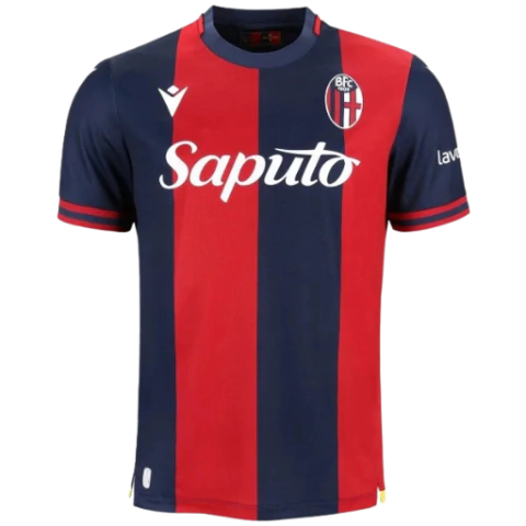 Camisa Bologna I 24/25 - Torcedor Macron Masculina - Azul com listras Vermelhas - comprar online