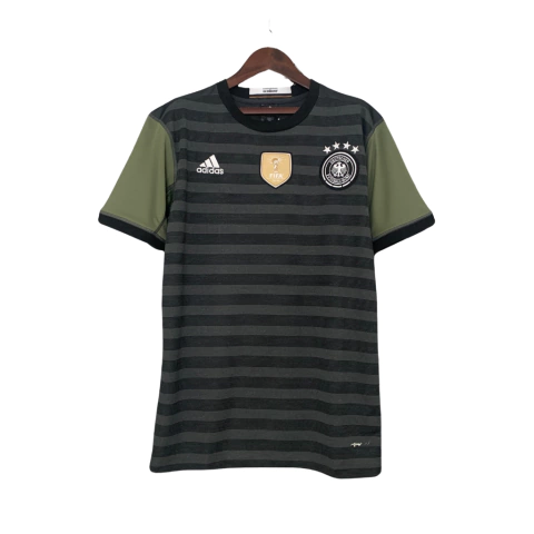 Camisa Retrô Seleção da Alemanha II 2016 - Adidas Masculina - Preta com detalhes em verde