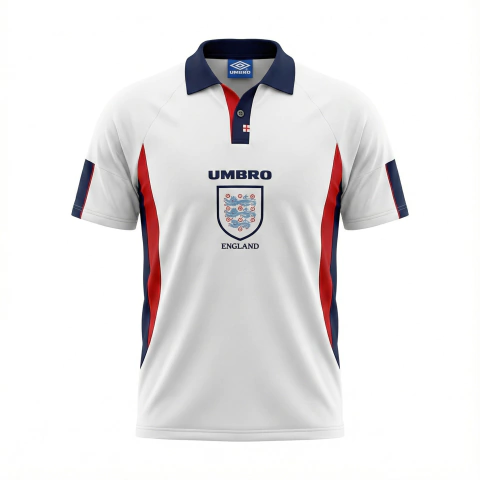 Camisa Retrô Seleção da Inglaterra I 1998 - Masculina Umbro - Branca com detalhes em azul e vermelho - comprar online