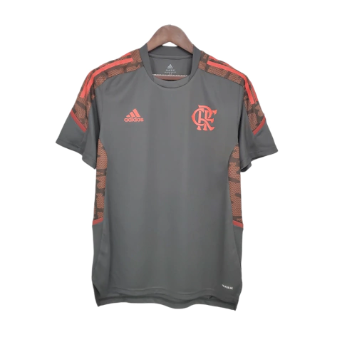 Camisa Flamengo Treino II 21/22 Torcedor Masculina - Cinza com detalhes em vermelho