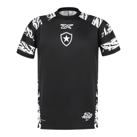 Camisa Botafogo Pré-jogo 25/26 - Torcedor Reebok Masculina - Preta com detalhes em branco