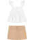 CONJUNTO BATA TECIDO E SHORTS SAIA LINHO CHARPEY