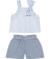 CONJUNTO BLUSA TRICOLINE/SHORTS OXFORDINE CHARPEY