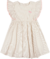 VESTIDO EM TRICOLINE LISTRADA M/C BEGE