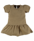 VESTIDO MANGA CURTA EM LINHO CASTANHO CLARO UP BABY