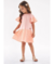 VESTIDO MANGA CURTA EM TECIDO LAISE E MEIA MALHA ROSA UP BABY
