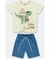 CONJUNTO CAMISETA MEIA MALHA E BERMUDA MOLETOM CREME UP BABY