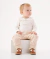 CONJUNTO BODY COTTON COM GOLA BABADO E CALCA MALHA JACQUARD OFF WHITE E BEGE