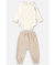 CONJUNTO BODY COTTON COM GOLA BABADO E CALCA MALHA JACQUARD OFF WHITE E BEGE na internet