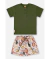 CONJUNTO CAMISETA MALHA E SHORT MICROFIBRA VERDE OLIVA UP BABY - comprar online
