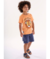 CONJUNTO CAMISETA MALHA LEAO E BERMUDA EM MOLETOM TANGERINA UP BABY