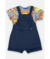 CONJUNTO JARDINEIRA MOLETOM E BODY MALHA SAFARI AZUL UP BABY