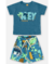 CONJUNTO CAMISETA MALHA E BERMUDA MOLETOM DINO AZUL SAXONIA UP BABY