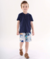CONJUNTO CAMISETA MALHA E BERMUDA EM MOLETOM AZUL ESCURO UP BABY