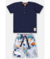 CONJUNTO CAMISETA MALHA E BERMUDA EM MOLETOM AZUL ESCURO UP BABY - comprar online