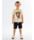 CONJUNTO CAMISETA MALHA BEGE DINO E BERMUDA EM MOLETOM UP BABY