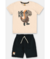 CONJUNTO CAMISETA MALHA BEGE DINO E BERMUDA EM MOLETOM UP BABY - comprar online