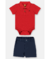 CONJUNTO BODY PIQUET VERMELHO E BERMUDA SARJA UP BABY