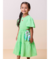 VESTIDO COM LENCO SUBLIMADO VERDE APPLE MINT MOMI -  Lelidi Baby Kids | Moda Infantil Confortável e Estilosa