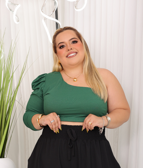 CROPPED NULA MANGA VERDE MUSGO - TAM ÚNICO 44 AO 54 - comprar online