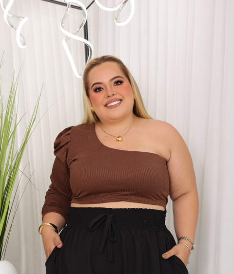 CROPPED NULA MANGA CHOCOLATE - TAM ÚNICO 44 AO 54 - comprar online