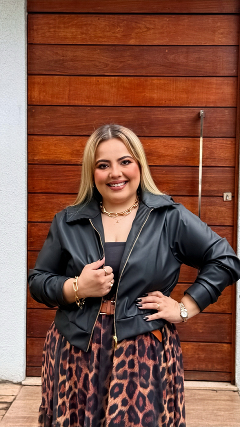 Jaqueta Couro Ecológico Preta - comprar online