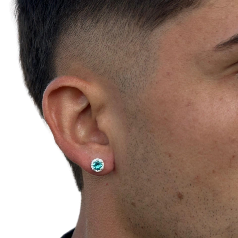Brinco - Prata 925 | Pedra Verde Água - comprar online