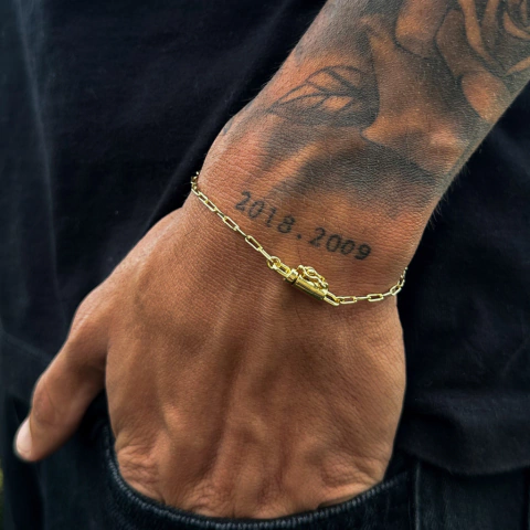 Pulseira Cadeado Alongado 2mm - 20 cm - Banhado á ouro 18K - comprar online