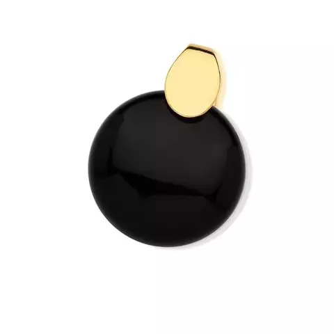 Pingente Ágata Preta Folhado a Ouro