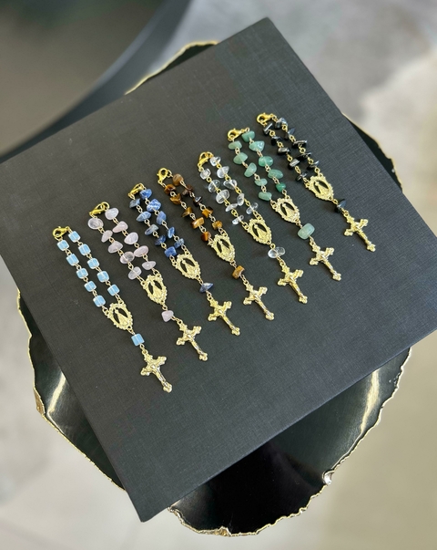 Mini Terços Folhado a Ouro