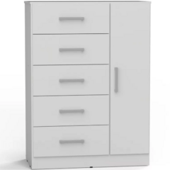 Comoda Cajonera Chifonier Orlandi 5 Cajones 1 Pta Guia Metalica 90 Cm - comprar online