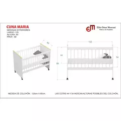 Cuna Melamina Mosconi 60x120 Funcional+ Colchon suavestar granja - colchoneria ballester