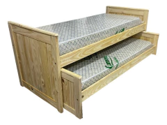 Cama Nido Doble Madera Pino Reforzada + 2 Colchones Cannon 1 plaza