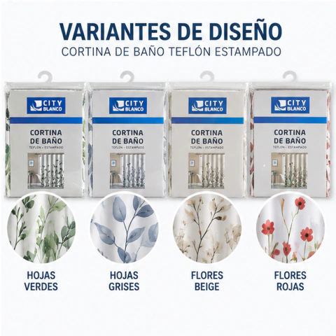 CORTINA DE BAÑO TEFLON CITY BLANCO